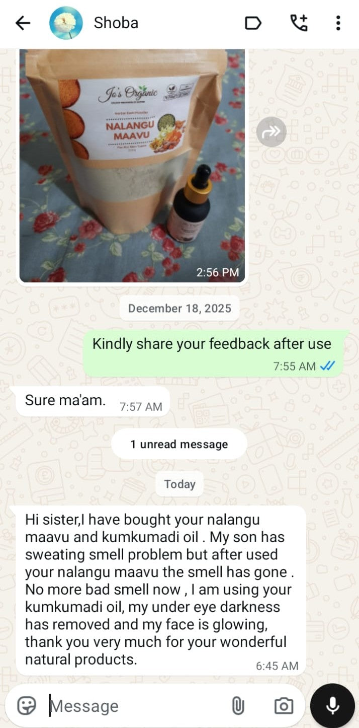 WhatsApp customer review — Kumkumadi Thailam