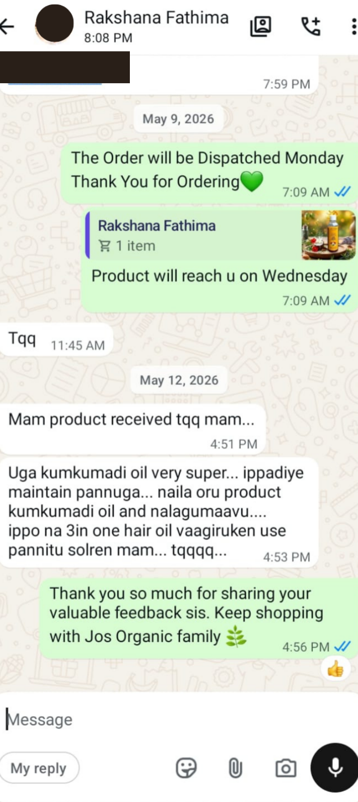 Kumkumadi Thailam WhatsApp review