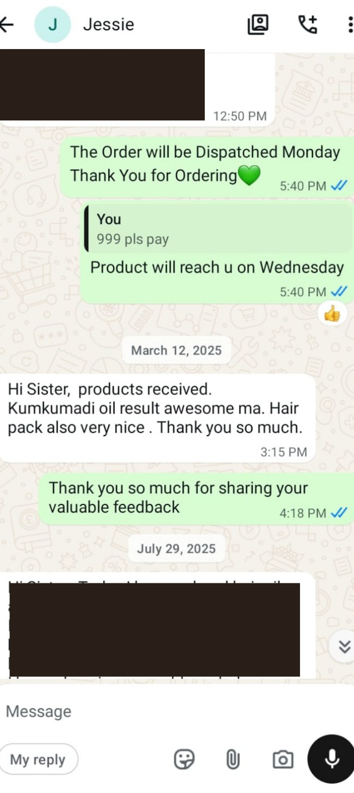Kumkumadi Thailam WhatsApp review