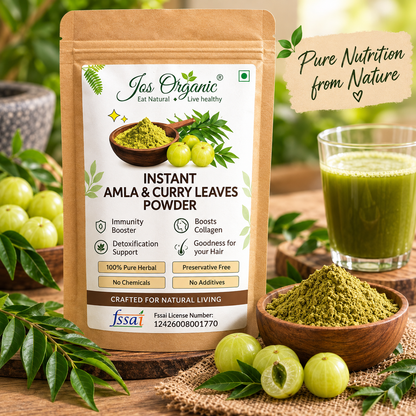 Jos Organic Instant Amla & Curry Leaves Juice mix Powder